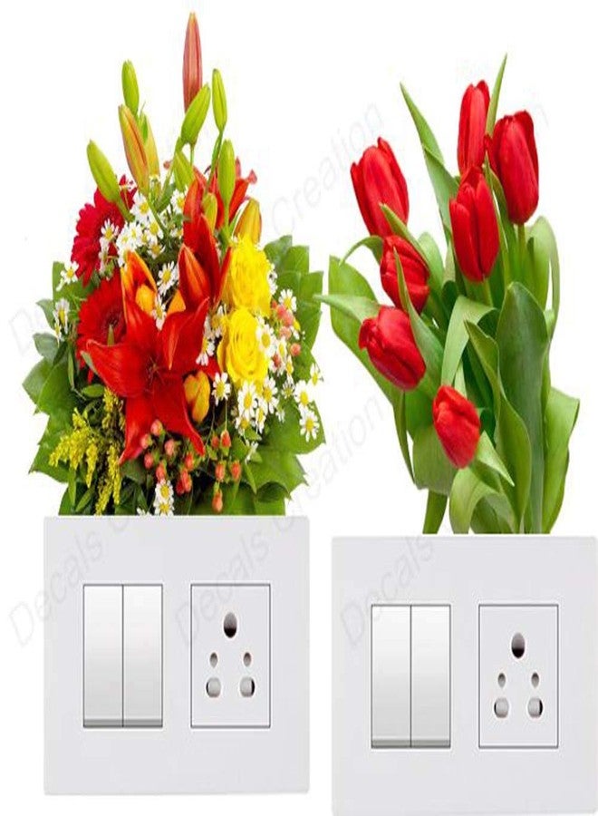 Decals Creation Vinyl Flowers Switch Board Equipment Sticker, 23.62 x 29.92 x 0.39 Inches, Multicolour , 1 Piece, Botanical - Image 3